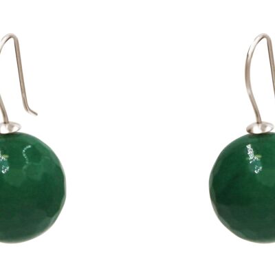 Gemshine Ohrringe mit 3-D grüne Onyx Edelstein Kugeln in 925