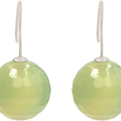Boucles d'oreilles Gemshine avec boules de pierres précieuses de jade vert 3-D