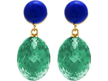 Gemshine - Boucles d'oreilles avec ovales en quartz tourmaline verte 3D 3