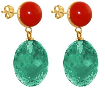 Boucles d'oreilles Gemshine - avec ovales de quartz tourmaline verte 3-D 1