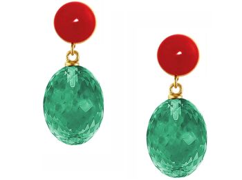 Boucles d'oreilles Gemshine - avec ovales de quartz tourmaline verte 3-D 2