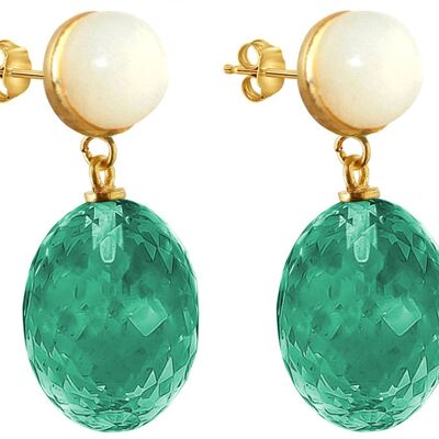 Gemshine earrings with 3D green tourmaline quartz ovals