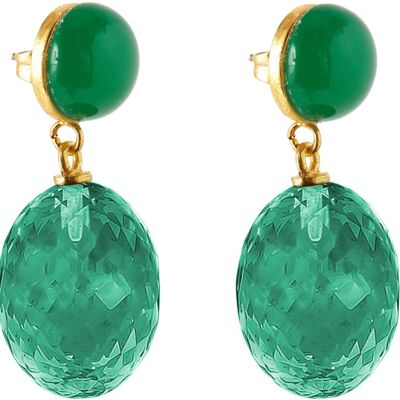 Gemshine - Earrings with 3D Green Tourmaline Quartz Ovals