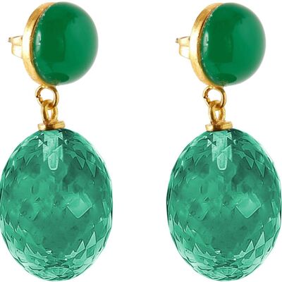 Gemshine - Boucles d'oreilles avec Ovales Quartz Tourmaline Verte 3D