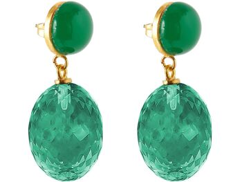 Gemshine - Boucles d'oreilles avec Ovales Quartz Tourmaline Verte 3D 1