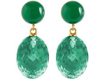 Gemshine - Boucles d'oreilles avec Ovales Quartz Tourmaline Verte 3D 3