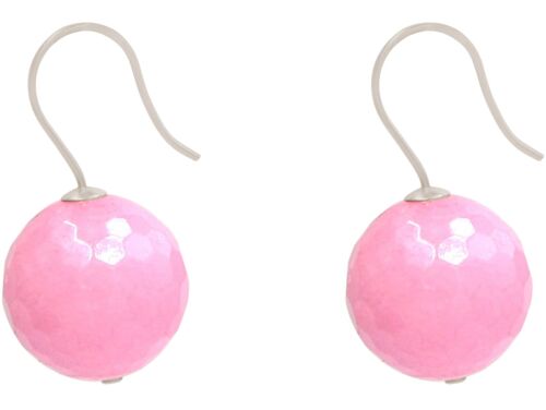 Gemshine Ohrringe mit 3-D rosa Chalcedon Edelstein Kugeln