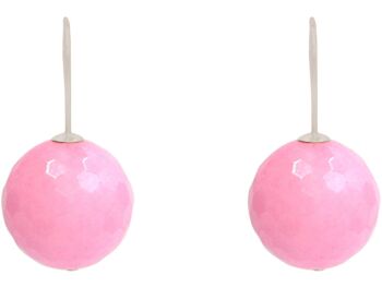 Boucles d'oreilles Gemshine avec boules de pierres précieuses de calcédoine rose 3-D 2