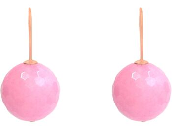 Boucles d'oreilles Gemshine avec boules de pierres précieuses de calcédoine rose 3-D 4