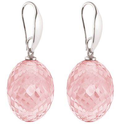 Pendientes Gemshine con piedras preciosas ovaladas de cuarzo rosa en 3-D