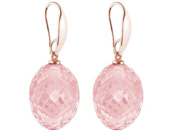 Boucles d'oreilles Gemshine avec pierres précieuses ovales en quartz rose 3D 4