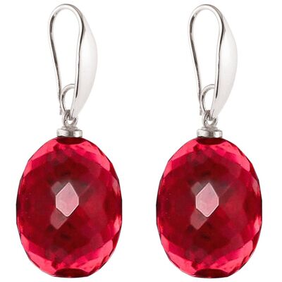 Gemshine earrings with 3-D red sparkling quartz ovals