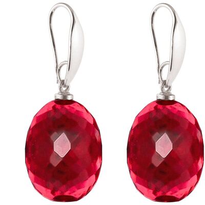 Gemshine earrings with 3-D red sparkling quartz ovals