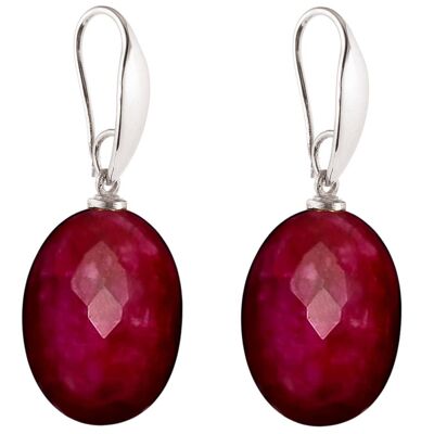 Gemshine earrings with 3-D sparkling red ruby ovals