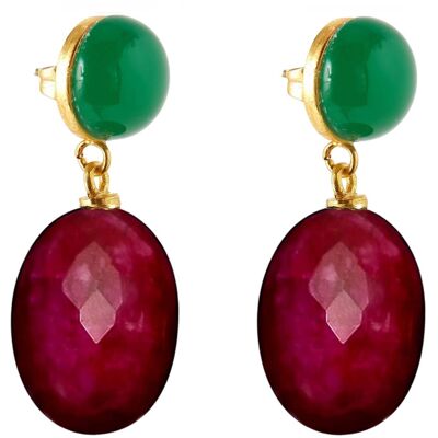 Gemshine - earrings with 3-D red sparkling ruby ovals