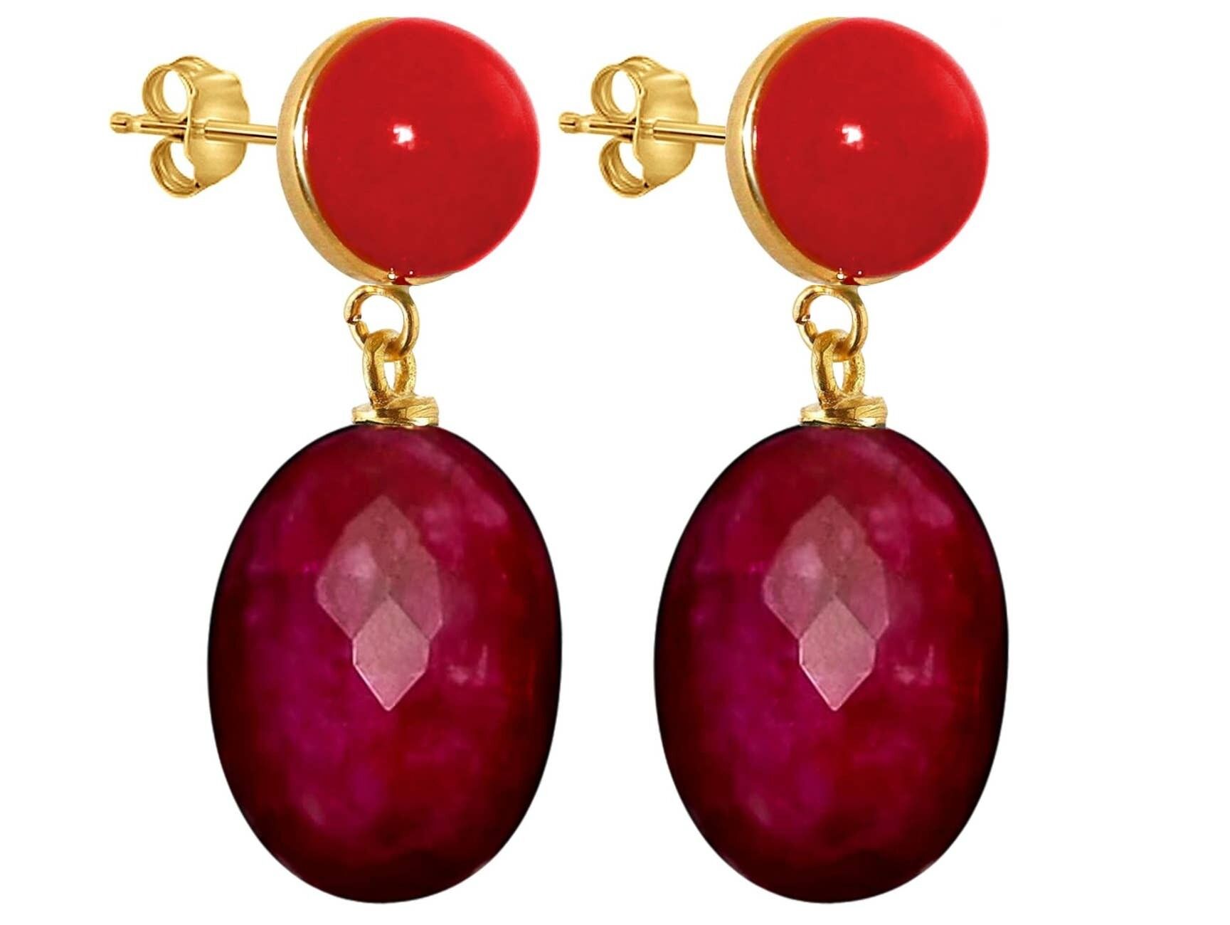 Gemshine Orecchino. con ovali rubino rosso scintillante 3-D