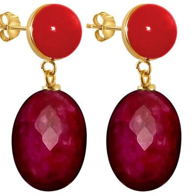 Gemshine Earr. with 3-D red sparkling ruby ovals