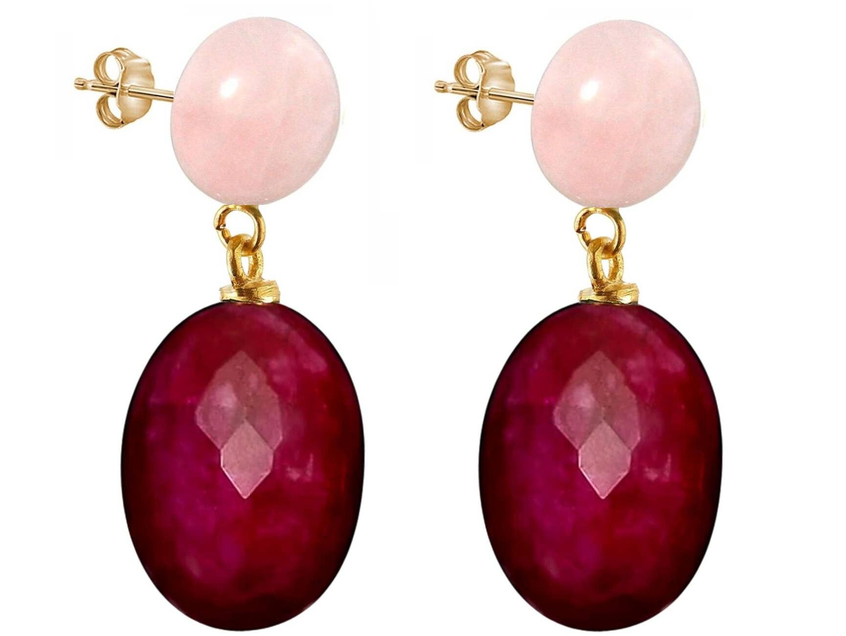 Orecchini Gemshine + Ovali Rubino Rosso Scintillante 3-D