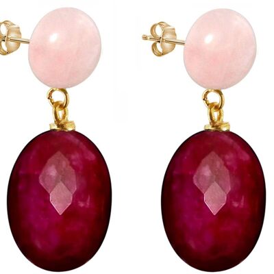 Boucles d'oreilles Gemshine + Ovales de rubis scintillants rouges 3D