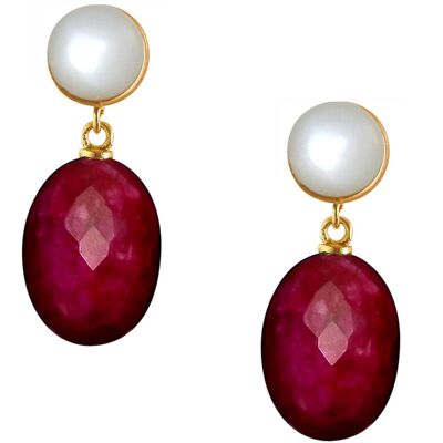Gemshine - earrings with 3D red sparkling ruby ovals