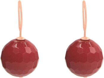 Boucles d'oreilles Gemshine avec boules de pierres précieuses de jade fuchsia rouge 3-D 4