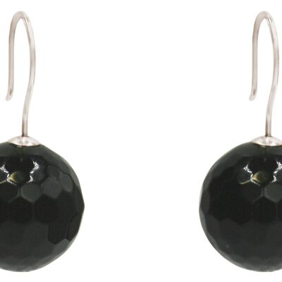 Boucles d'oreilles Gemshine avec boules de pierres précieuses en onyx noir 3D