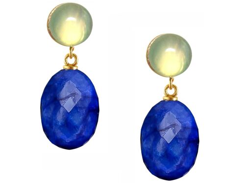 Gemshine - Ohrringe mit 3-D tiefblauen Saphir Ovalen