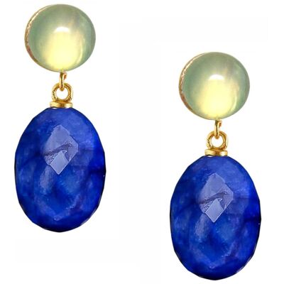 Gemshine - earrings with 3-D deep blue sapphire ovals