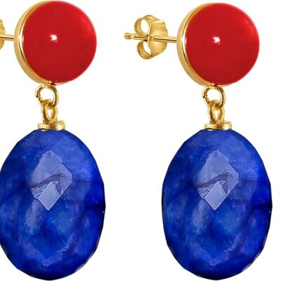 Gemshine Earr. with 3-D deep blue sapphire ovals