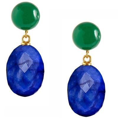 Gemshine earrings with 3D deep blue sapphire ovals