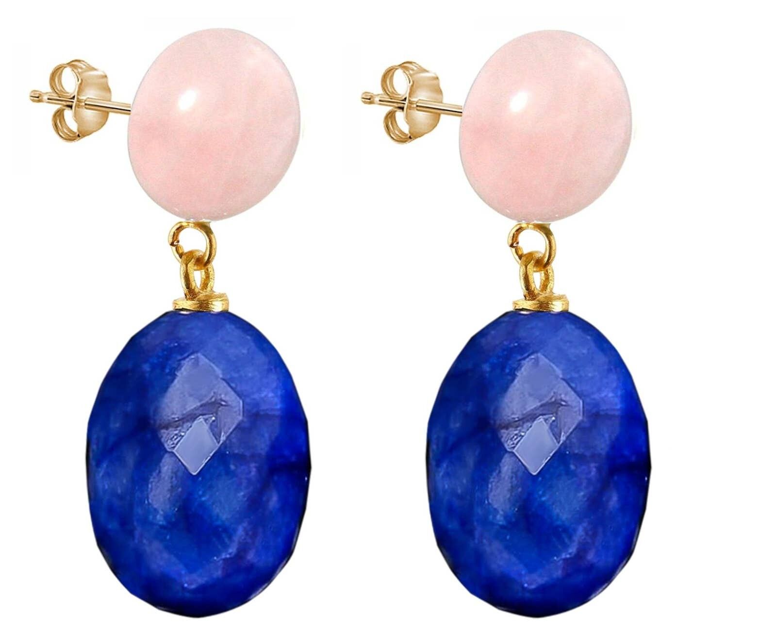 Gemshine earrings + 3-D deep blue sapphire ovals