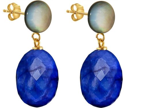 Gemshine - Ohrringe mit 3D tiefblauen Saphir Ovalen