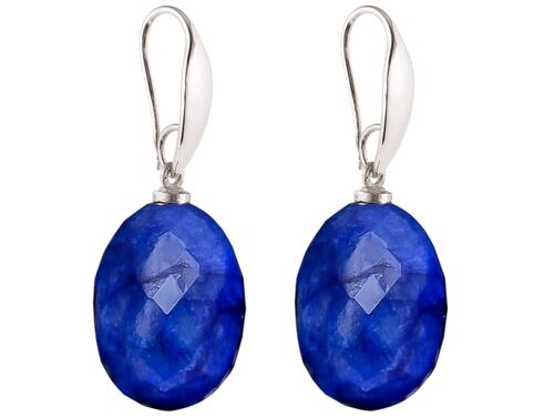 Gemshine Ohrringe mit 3-D tiefblauen Saphir Ovalen Edelstein