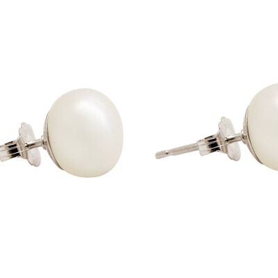 Gemshine earrings with 7 mm white cultured pearls in 925 silver