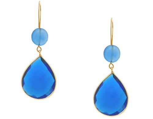 Gemshine Ohrringe mit blauen Chalcedonen und Blautopas Quarz