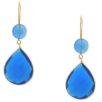 Boucles d'oreilles Gemshine avec calcédoine bleue et quartz topaze bleue