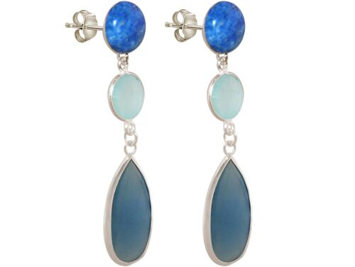 Gemshine Ohrringe mit blauen Lapis Lazuli und Chalcedonen.