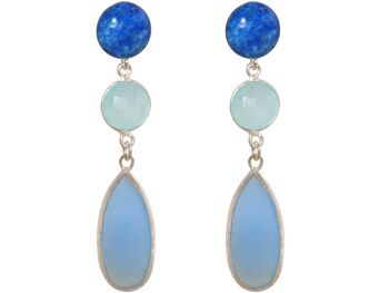 Boucles d'oreilles Gemshine avec lapis-lazuli bleu et calcédoine. 3
