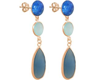 Boucles d'oreilles Gemshine avec lapis-lazuli bleu et calcédoine. 4