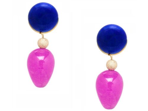 Gemshine Ohrringe mit blauen Lapis Lazulis und rosa pink