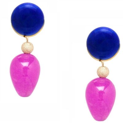 Boucles d'oreilles Gemshine avec lapis lazulis bleu et rose rose