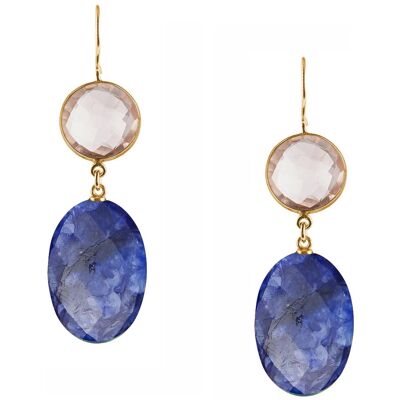 Boucles d'oreilles Gemshine avec ovales et ronds de saphir bleu