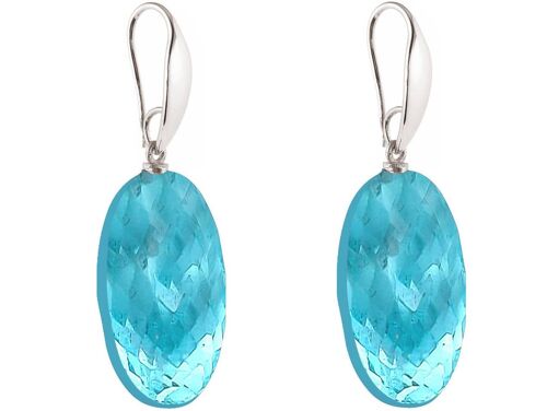 Gemshine Ohrringe mit blauen Topas Quarz Ovalen Edelsteinen
