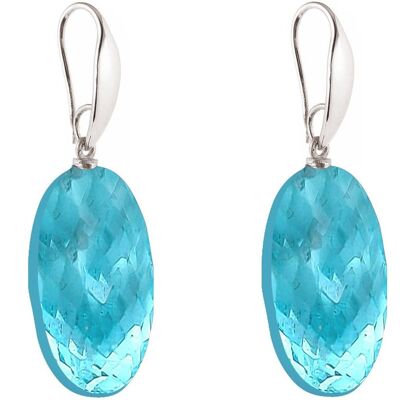 Gemshine earrings with blue topaz quartz oval gemstones