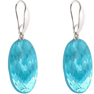 Gemshine Ohrringe mit blauen Topas Quarz Ovalen Edelsteinen