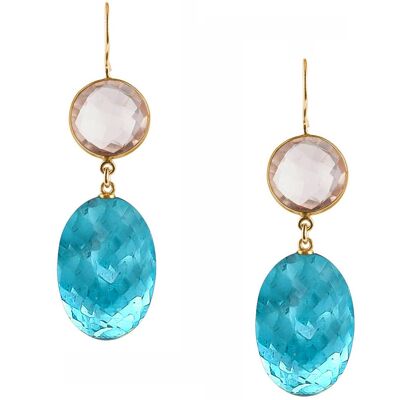 Gemshine earrings with blue topaz quartz ovals and rounds