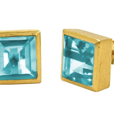 Gemshine earrings with blue topaz quartz in aquamarine