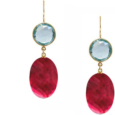Gemshine earrings with sparkling red quartz ovals