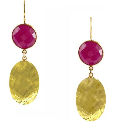 Boucles d'oreilles Gemshine avec ovales de citrine jaune doré et rouge