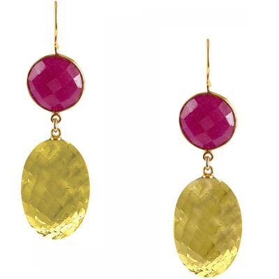 Gemshine earrings with golden yellow citrine ovals and red